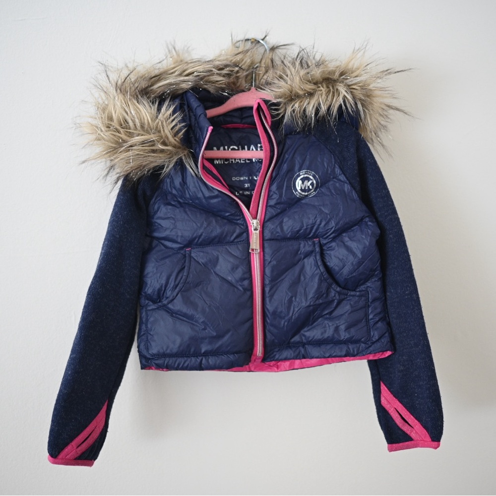 Michael Kors Toddler Girls Size 3T Down Fill & Fleece Removable Hooded Jacket - Picture 1 of 12
